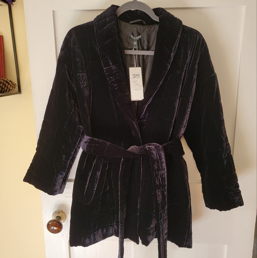 Crushed Velvet Midi Coat